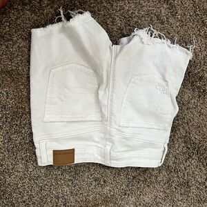 White Distressed Denim Shorts